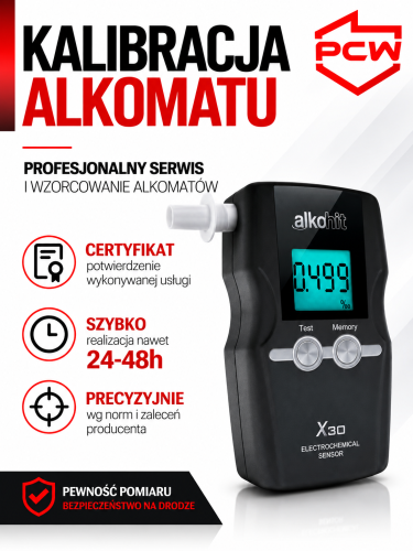 Alkohit X30 + certyfikat kalibracji – urządzenie objęte kalibracją